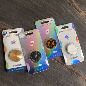 Genuine Marble, Tortoiseshell and rose gold metal authentic Popsockets set of 4
